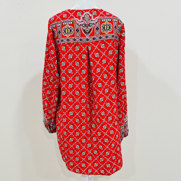 Nanette Lepore Swim Cover-Up Red Patterned Tunic Size L - Picture 3 of 8